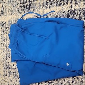 Womens blue scrub pants, LG, Healing Hands